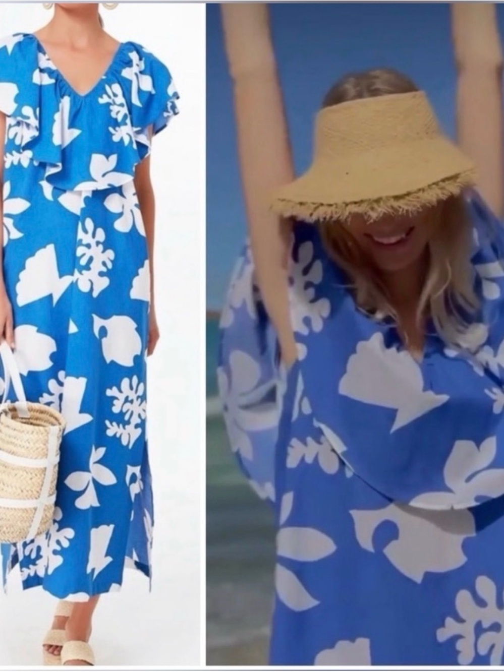 Tuckernuck Blue & White Floral Women’s Dress/Swim Cover-Up